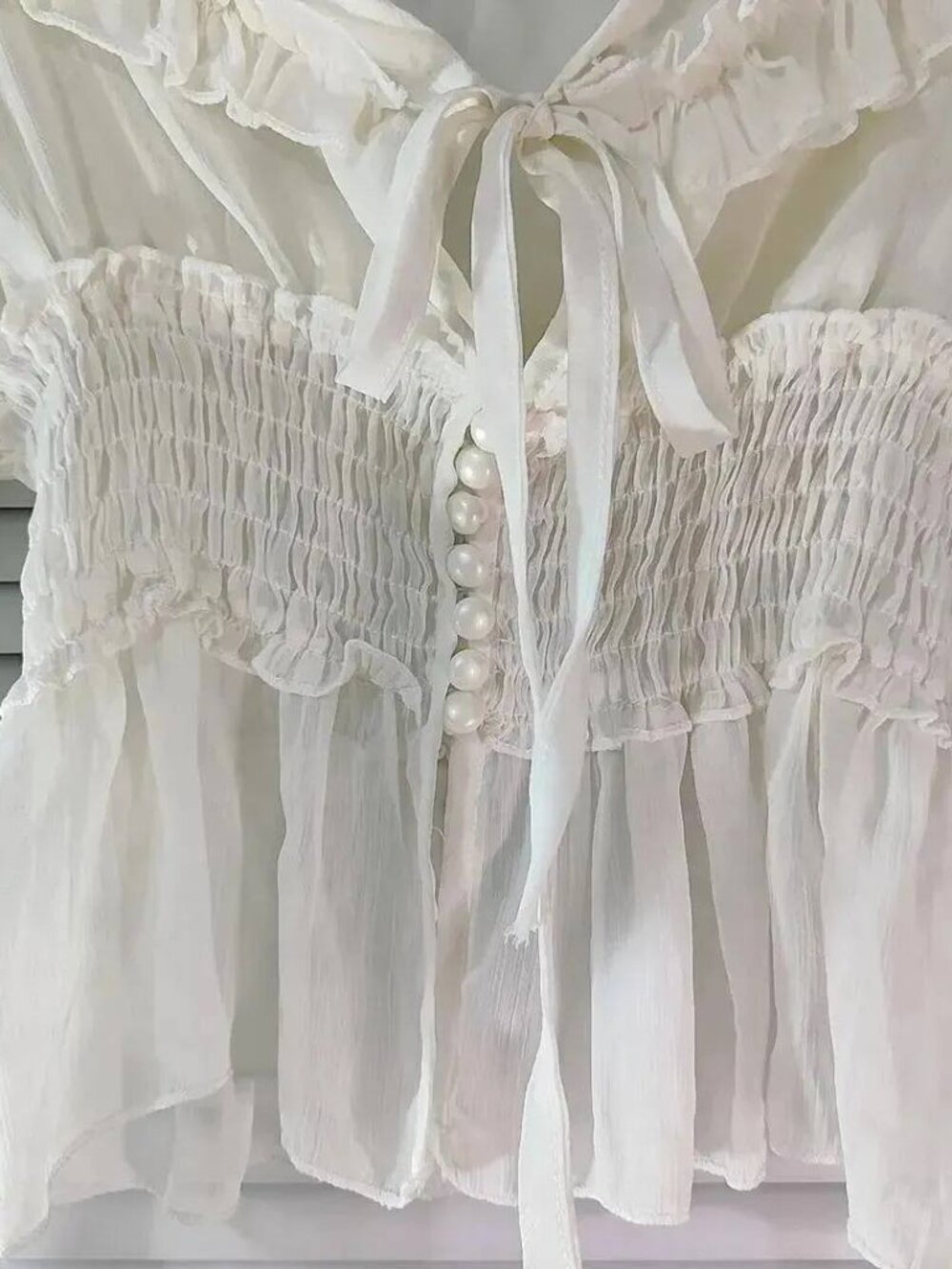 White Front Tie Top - Picture 2 of 3